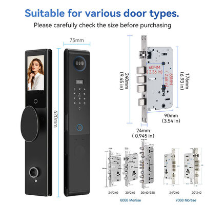 Tuya WiFi Visual Intercom Smart Door Lock with Palm Vein Recognition and 5000mAh Lithium Battery Fully Automatic Smart Digital Door Lock
