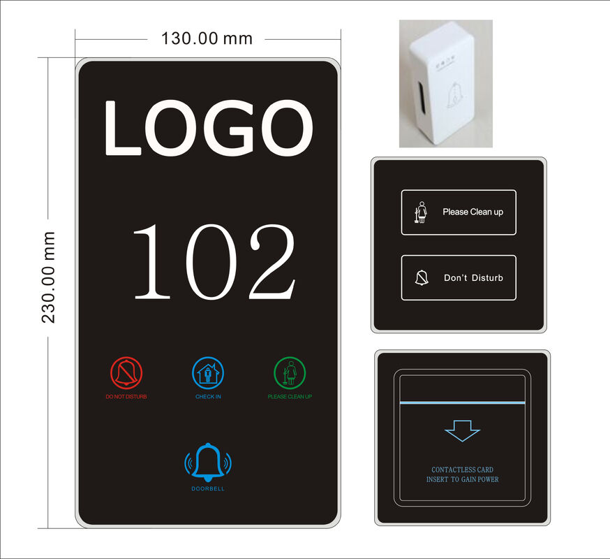 QL-E1 Hotel LED Doorplate Room Number Acrylic Customized Logo Touch Switch Hotel Doorplate With DND Switch