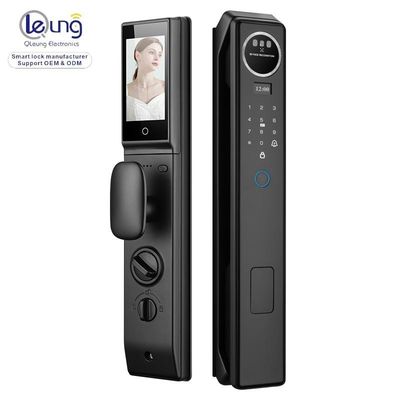 Qleung S959MAX الوجه الفيديو البيومتري الاتصال بصمات الأصابع التعرف على بطاقة المفتاح Tuya التطبيق أوتوماتيكي بالكامل قفل الباب الذكي