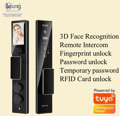 Qleung S555Max Face ID فيديو إنتركوم بطاقة التعرف على بصمات الأصابع رمز المفتاح Tuya تطبيق التحكم عن بعد قفل الباب الذكي