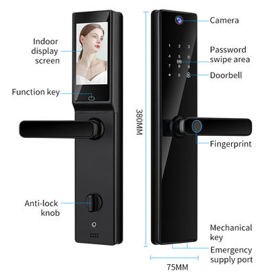 S819-2MAX قفل الباب المنزلي الذكي فيديو إنتركوم كاميرا واي فاي مع كلمة مرور بصمات الأصابع وبطاقة مفتاح الوصول