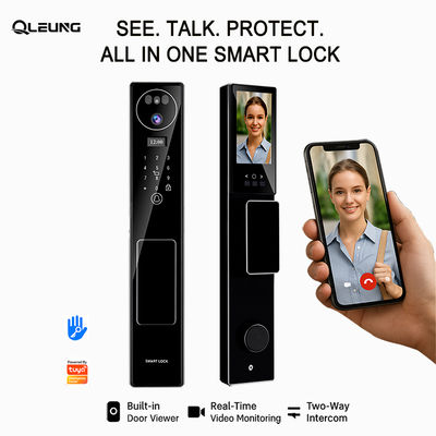 التعرف على الوجه ثلاثي الأبعاد Tuya APP كاميرا الهاتف الداخلي بصمة الأصابع البيومترية أقفال ذكية للمنزل