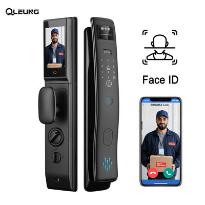 Qleung S958Max التعرف على الوجه ثلاثي الأبعاد فيديو الاتصال الداخلي قفل أوتوماتيكي بصمة بطاقة ورمز الوصول Tuya WiFi قفل باب ذكي للمنزل